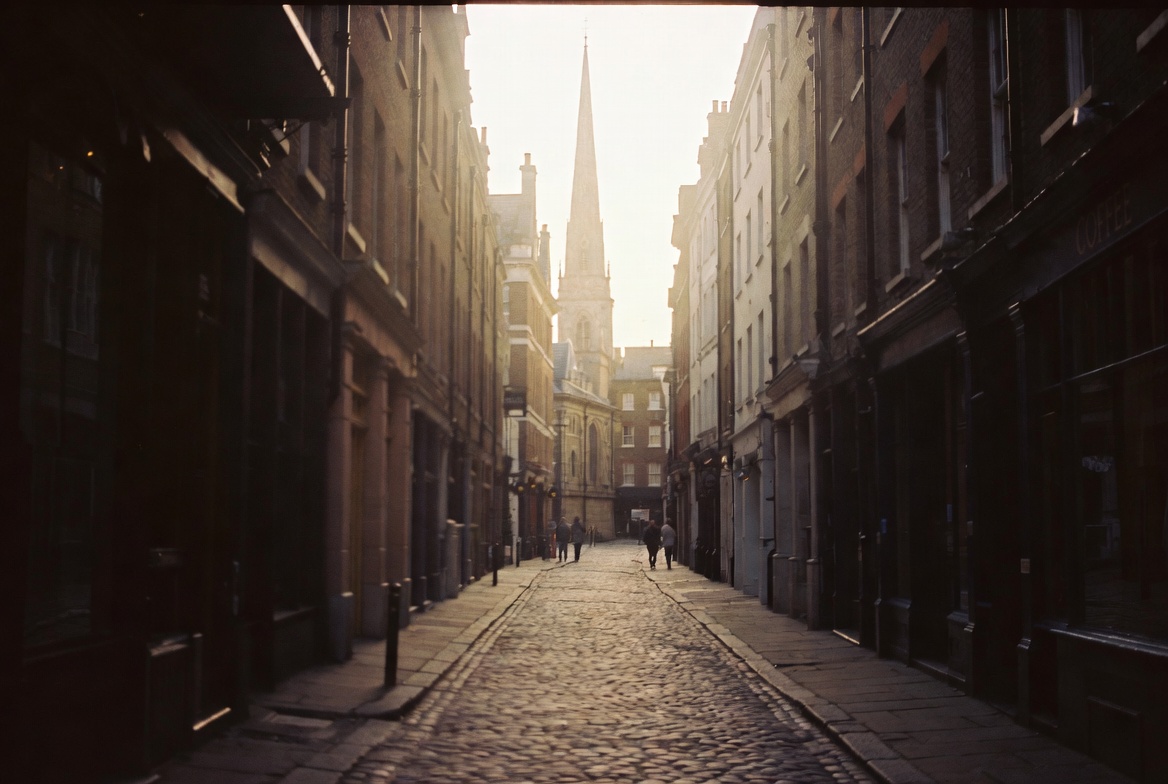 The cobbled lane behind Borough Market on a quiet Wednesday morning.